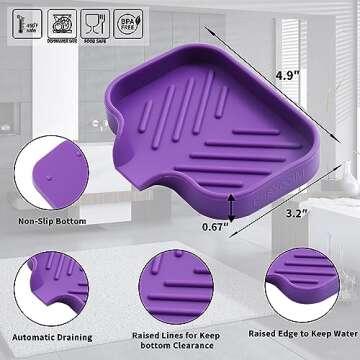 MicoYang Silicone Bathroom Soap Dishes with Drain Spout-Bathroom and Kitchen Sink Organizer,Sponge H...