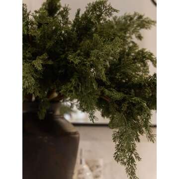 MISSPIN 10 Pcs 31 Inches Christmas Cedar Branches, Artificial Christmas Cedar Branches DIY Crafts Faux Christmas Norfolk Pine Branches for Xmas Indoor Outdoor Home Decora