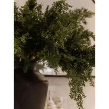 MISSPIN 10 Pcs 31 Inches Christmas Cedar Branches, Artificial Christmas Cedar Branches DIY Crafts Faux Christmas Norfolk Pine Branches for Xmas Indoor Outdoor Home Decora