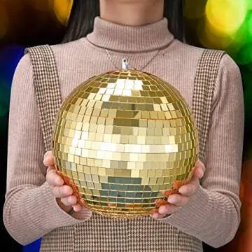 NuLink 8" Gold Disco DJ Dance Decorative Stage Lightning Ball with Hanging Ring