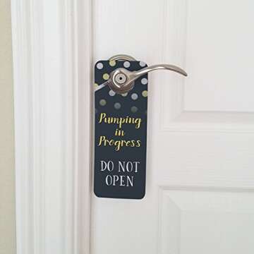 GRAPHICS & MORE Pumping in Progress Do Not Enter Polka Dots Yellow Plastic Door Knob Hanger Sign