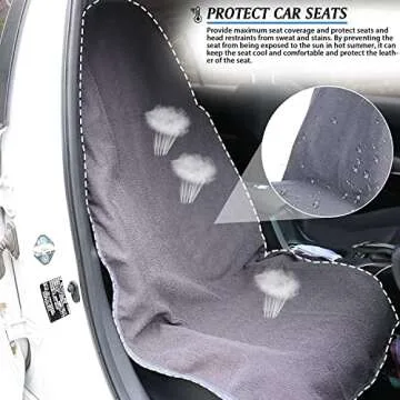 DECKALY Waterproof Sweating Car Seat Cover for Post Gym Workout, Running, Swimming, Beach and Hiking, Universal Fit Non-Slip Bucket Seat Protector for Cars SUV Trucks, Machine Washable (Grey)