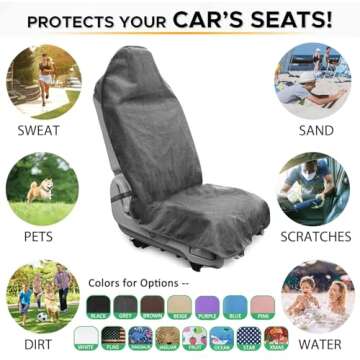 DECKALY Waterproof Sweating Car Seat Cover for Post Gym Workout, Running, Swimming, Beach and Hiking, Universal Fit Non-Slip Bucket Seat Protector for Cars SUV Trucks, Machine Washable (Grey)