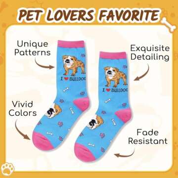 Funny English Bulldog Socks for Women | HAPPYPOP