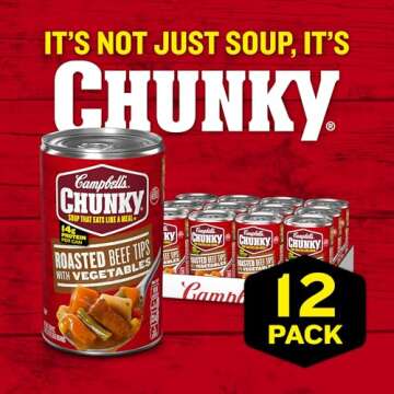 Campbell’s Chunky Soup, Roast Beef Tips With Vegetables Soup, 18.8 Oz Can (Case of 12)