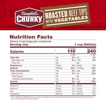 Campbell’s Chunky Soup, Roast Beef Tips With Vegetables Soup, 18.8 Oz Can (Case of 12)