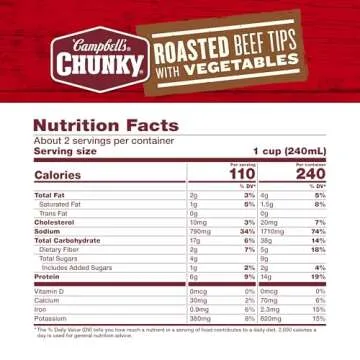 Campbell’s Chunky Soup, Roast Beef Tips With Vegetables Soup, 18.8 Oz Can (Case of 12)