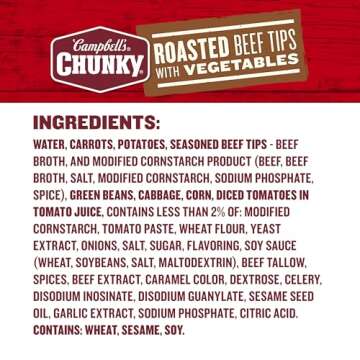 Campbell’s Chunky Soup, Roast Beef Tips With Vegetables Soup, 18.8 Oz Can (Case of 12)
