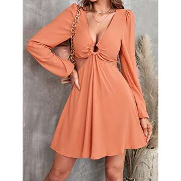 CUPSHE Long Sleeve Midi Cut Out Dress for Women