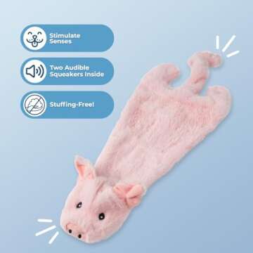 Best Pet Supplies 2-in-1 Stuffless Squeaky Dog Toys with Soft, Durable Fabric for Small, Medium, and...