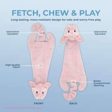 Best Pet Supplies 2-in-1 Stuffless Squeaky Dog Toys with Soft, Durable Fabric for Small, Medium, and Large Pets, No Stuffing for Indoor Play, Supports Active Biting and Play - Pig, Small