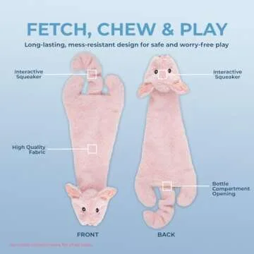 Best Pet Supplies 2-in-1 Stuffless Squeaky Dog Toys with Soft, Durable Fabric for Small, Medium, and Large Pets, No Stuffing for Indoor Play, Supports Active Biting and Play - Pig, Small