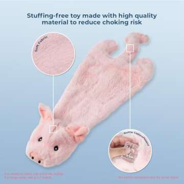 Best Pet Supplies 2-in-1 Stuffless Squeaky Dog Toys with Soft, Durable Fabric for Small, Medium, and Large Pets, No Stuffing for Indoor Play, Supports Active Biting and Play - Pig, Small