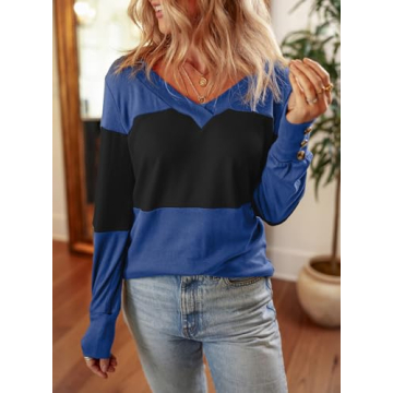 Trendy Dokotoo Fall V Neck Blouses for Women