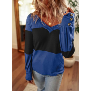 Trendy Dokotoo Fall V Neck Blouses for Women