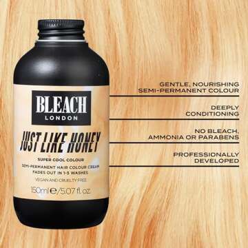 Bleach London Just LIke Honey Semi-Permanent Hair Colour Cream - Golden Blonde, Vegan, Cruelty Free, Vibrant Temporary Dye 150 ml