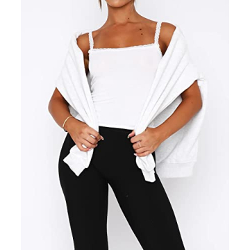 Cioatin Lace Spaghetti Strap Crop Cami for Y2K Style