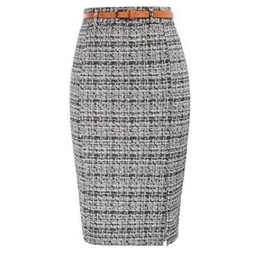 Kate Kasin Women's Stylish Tweed Pencil Skirt - Perfect for Business Casual Attire
