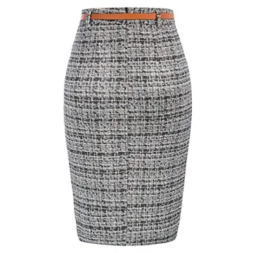 Kate Kasin Tweed Pencil Skirt - Chic Knee Length Style