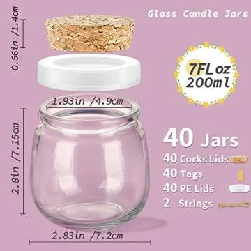 Syntic 40 Pack Glass Jars with Cork Lids for Gifts