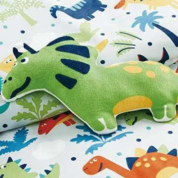 Chezmoi Collection 4-Piece Dino Kids Bedding Sets Full Size - Soft Microfiber Baby Blue Multi-Color Dinosaurs Comforter Set Full/Queen