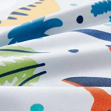 Chezmoi Collection 4-Piece Dino Kids Bedding Sets Full Size - Soft Microfiber Baby Blue Multi-Color Dinosaurs Comforter Set Full/Queen