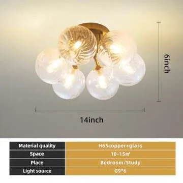Elegant 6-Light Gold Semi Flush Mount Ceiling Light Fixture