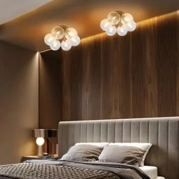 Elegant 6-Light Gold Semi Flush Mount Ceiling Light Fixture