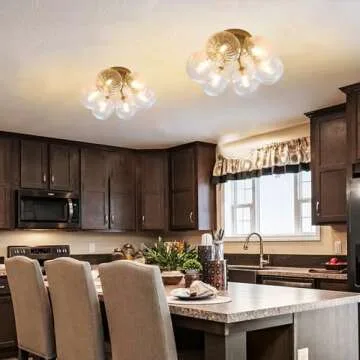 Elegant 6-Light Gold Semi Flush Mount Ceiling Light Fixture