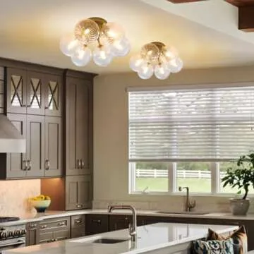 Elegant 6-Light Gold Semi Flush Mount Ceiling Light Fixture