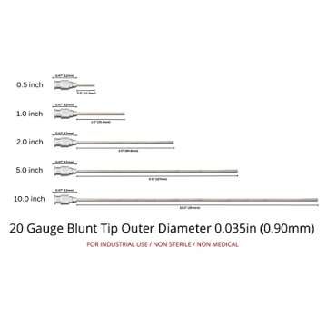 Rachel's Closeouts 12 Packs of 20 Gauge Needle 2-inch Stainless Steel Blunt Tip Needle Industrial Dispensing Needle | Luer Lock Needle | Syringe Needles |