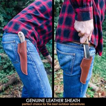 BeaverCraft BSH2 Bushcraft Knife Steel Blade – Fixed Blade Knife – Camping Knife Survival Knife Full Tang – Hiking Knife for Every Task – Camp Knife with Sheath