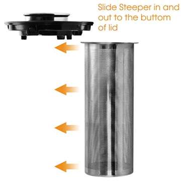 MegaChef 1.8Lt. Glass Body and Stainless Steel Electric Tea Kettle with Tea Infuser