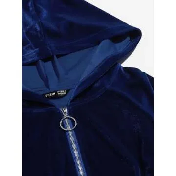 Luxurious Navy Velvet Hoodie & Sweatpants Set - XS