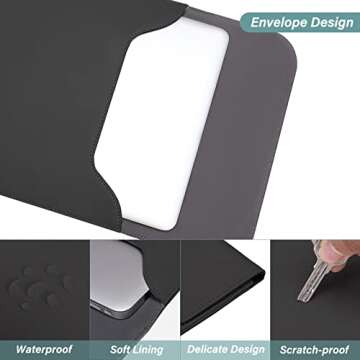 MOSISO Laptop Sleeve Compatible with MacBook Air 13 M3 A3113 M2 A2681 M1 A2337 A2179 A1932/Pro 13 M2 M1 A2338 A2251 A2289 A2159 A1989 A1706 A1708, Faux Suede Leather Case with Small Bag, Black