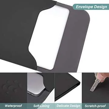 MOSISO Laptop Sleeve Compatible with MacBook Air 13 M3 A3113 M2 A2681 M1 A2337 A2179 A1932/Pro 13 M2 M1 A2338 A2251 A2289 A2159 A1989 A1706 A1708, Faux Suede Leather Case with Small Bag, Black