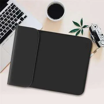 MOSISO Laptop Sleeve Compatible with MacBook Air 13 M3 A3113 M2 A2681 M1 A2337 A2179 A1932/Pro 13 M2 M1 A2338 A2251 A2289 A2159 A1989 A1706 A1708, Faux Suede Leather Case with Small Bag, Black