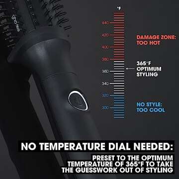 ghd Rise Volumizing Hot Hair Brush ― Professional Volumizing Hot Hair Brush for Dry Hair for Maximum Lift with Safer-for-Hair Optimum Styling Temperature ― Black