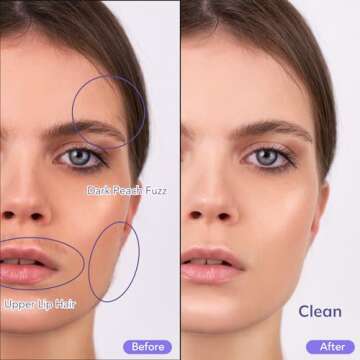 PELCAS Electric Dermaplaning Tool with LED Light, Mini Face Dermaplaning Razor, Painless 3 Speeds Facial Peach Fuzz, Exfoliation & Hair Removal System for Women At Home with 6 Blades BV18-712 Purple