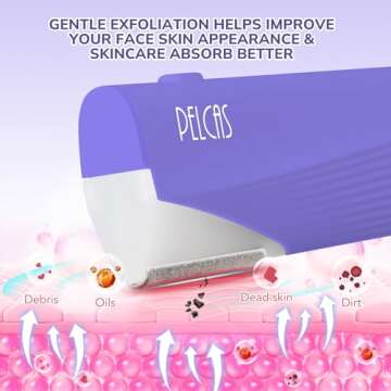 PELCAS Electric Dermaplaning Tool with LED Light, Mini Face Dermaplaning Razor, Painless 3 Speeds Facial Peach Fuzz, Exfoliation & Hair Removal System for Women At Home with 6 Blades BV18-712 Purple