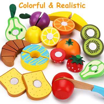 Wooden Pretend Play Food Set for Kids Kitchen Fun