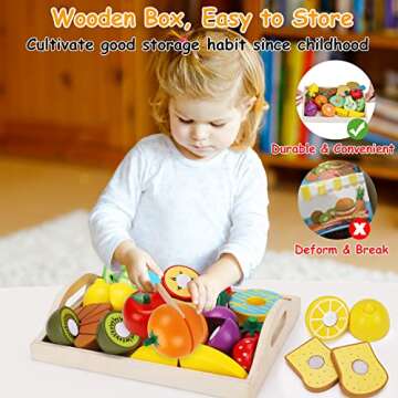 Wooden Pretend Play Food Set for Kids Kitchen Fun