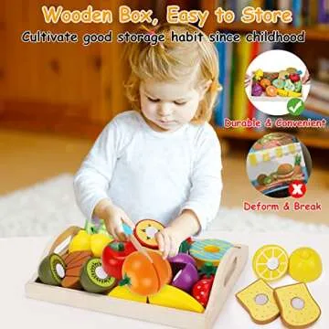 Wooden Pretend Play Food Set for Kids Kitchen Fun
