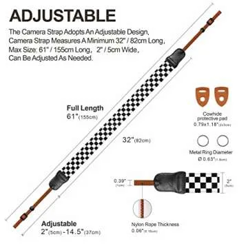 Premium Adjustable Plaid Camera Strap for Photographers