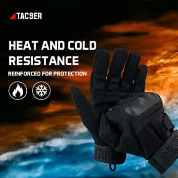 TAC9ER Kevlar Lined Gloves - Full Hand Protection Black Gloves, Cut and Temperature Resistant, Motorcycle Gloves, Touchscreen Friendly, Paintball and Airsoft Gloves for Men and Women