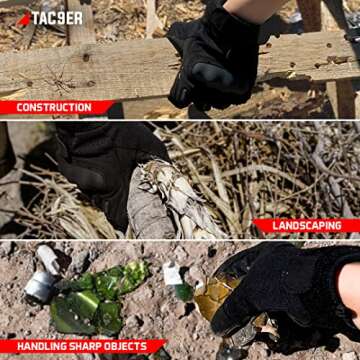 TAC9ER Kevlar Lined Gloves - Full Hand Protection Black Gloves, Cut and Temperature Resistant, Motorcycle Gloves, Touchscreen Friendly, Paintball and Airsoft Gloves for Men and Women