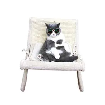 LUCKITTY Large Cat Hammock Sturdy Chair Cat Bed with Scratching Pad and Hang Ball Toys, Hanging Soft Pet Bed for Kitten Ferret Pubby,Self Warming Cat Bed Cushion