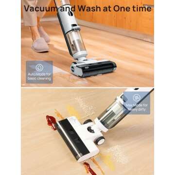 JONR ED12 Cordless Wet Dry Vacuum Cleaner, Electric Vacuum Brooms & Mops for Hardwood Floors, Self Cleaning& Enhanced Edge Cleaning Mopping Machine, Great for Sticky Messes and Pet Hair, White&black