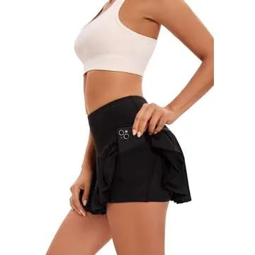 Yknktstc Women Tennis Skirt with Pocket Pleated Golf Skort Active Workout Running Athletic Shorts Small Black
