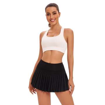 Yknktstc Women Tennis Skirt with Pocket Pleated Golf Skort Active Workout Running Athletic Shorts Small Black